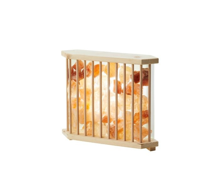 Salzkristallleuchte Sauna mit rosa Salzsteinen