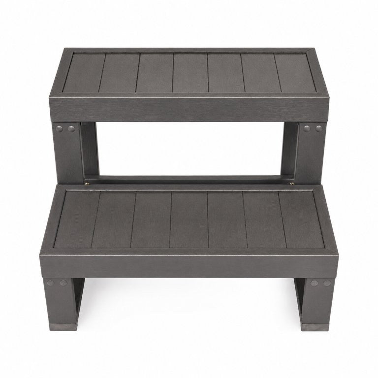 Whirlpool Treppe dark grey aus WPC mit 2 Stufen